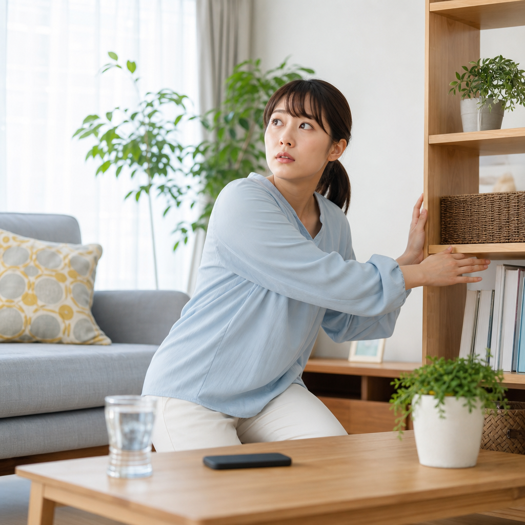 地震速報を受け取った直後に室内で取る行動